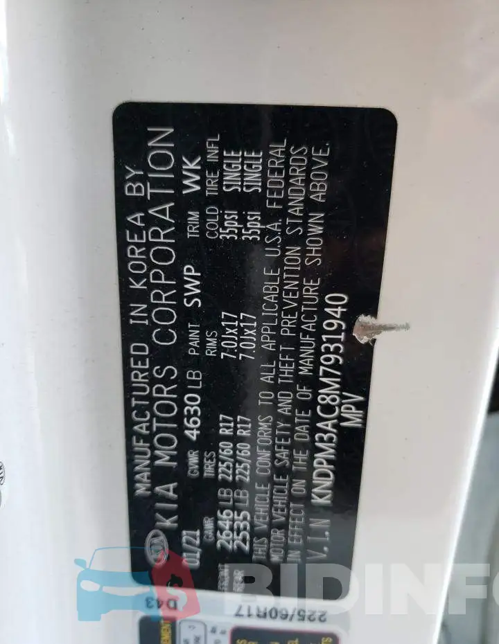 KNDPM3AC8M7931940 Photo# 12