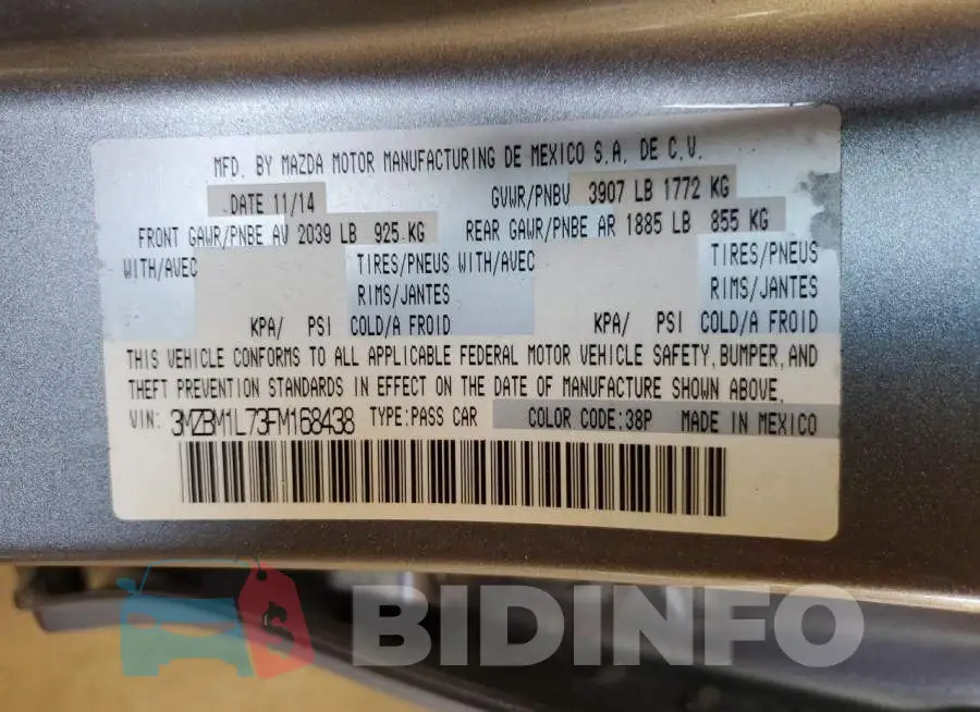 3MZBM1L73FM168438 Photo# 13