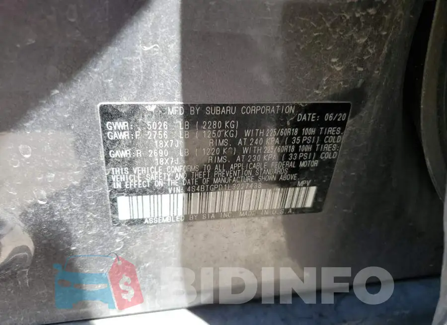 4S4BTGPD1L3227438 Photo# 13