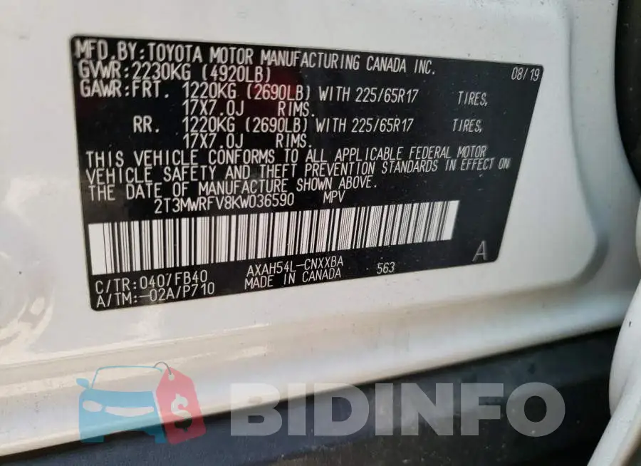 2T3MWRFV8KW036590 Photo# 14
