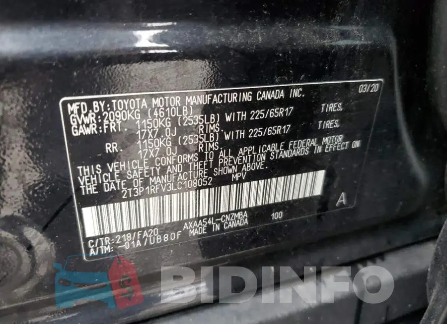 2T3P1RFV3LC108052 Photo# 12