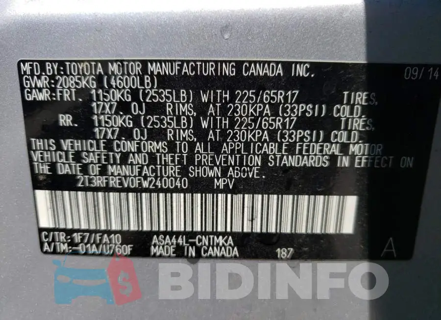 2T3RFREV0FW240040 Photo# 13