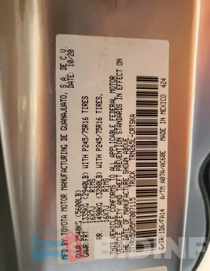 3TYRX5GN5MT007115 Photo# 13