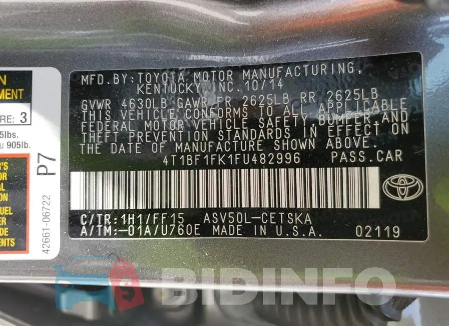 4T1BF1FK1FU482996 Photo# 12