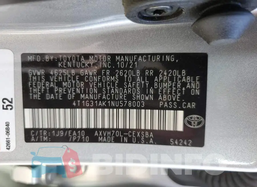 4T1G31AK1NU578003 Photo# 12