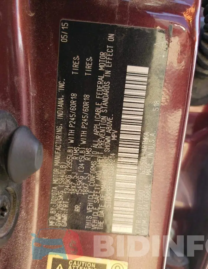 5TDKKRFH4FS086214 Photo# 13