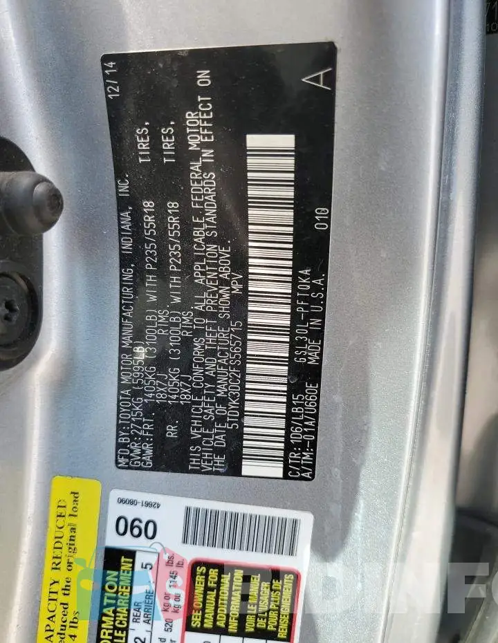 5TDYK3DC2FS565715 Photo# 14