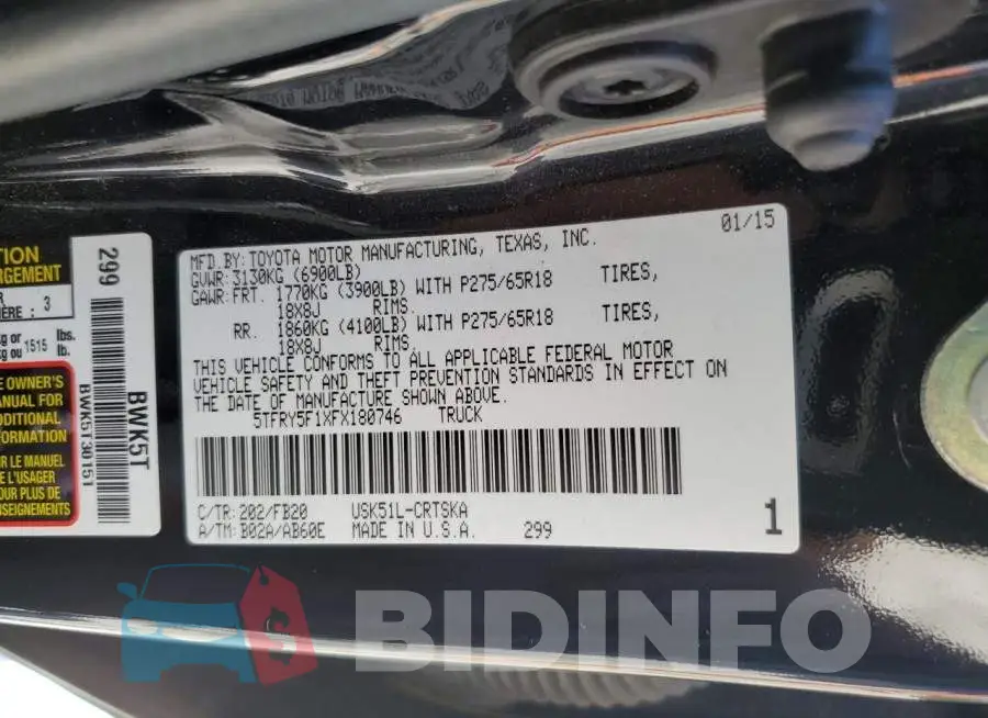 5TFRY5F1XFX180746 Photo# 12