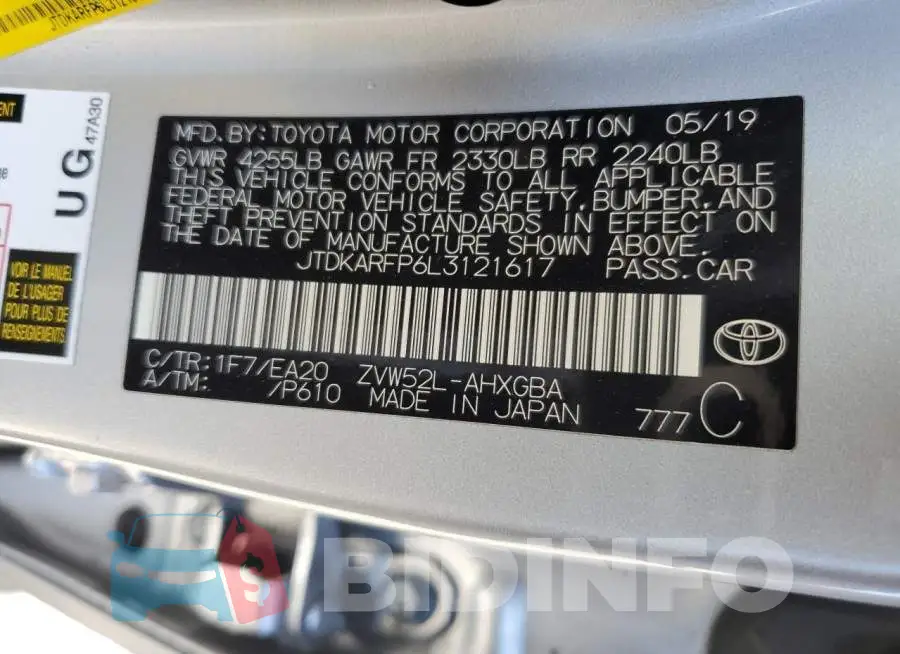 JTDKARFP6L3121617 Photo# 12