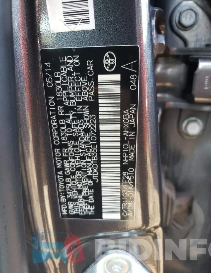 JTDKDTB35E1072223 Photo# 12