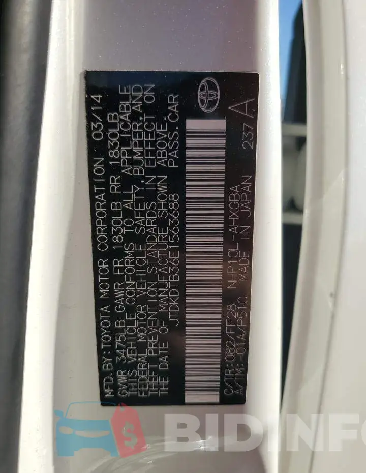 JTDKDTB36E1563688 Photo# 12