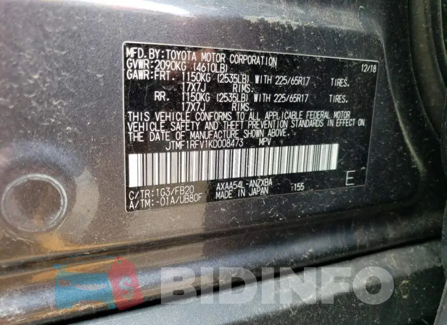 JTMF1RFV1KD008473 Photo# 13
