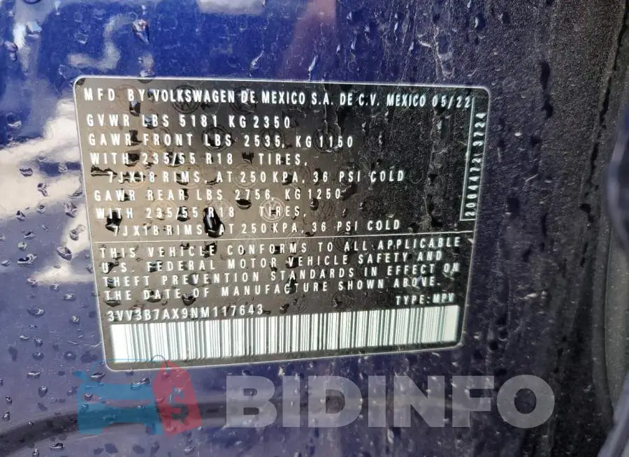 3VV3B7AX9NM117643 Photo# 12