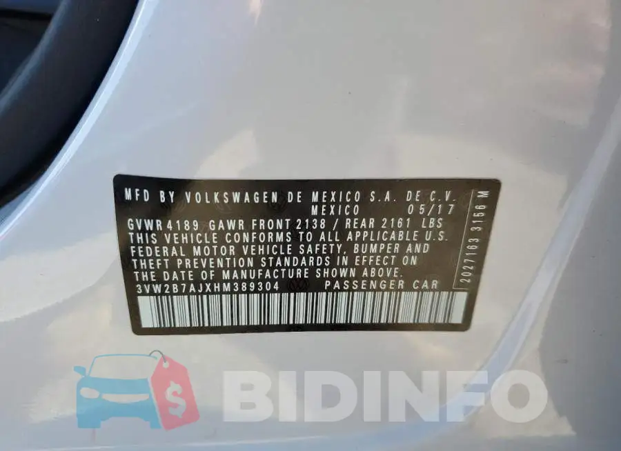 3VW2B7AJXHM389304 Photo# 12