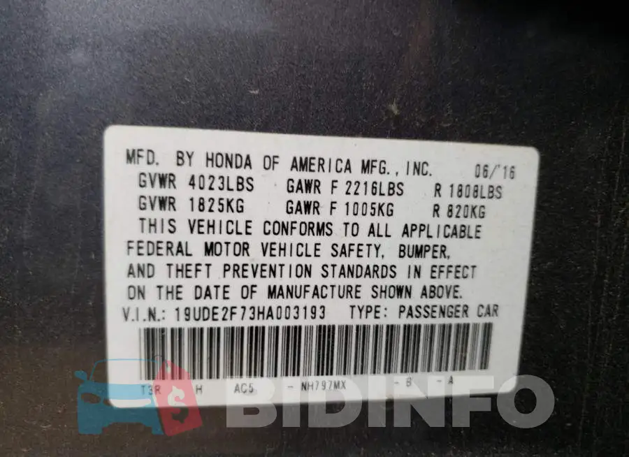 19UDE2F73HA003193 Photo# 12