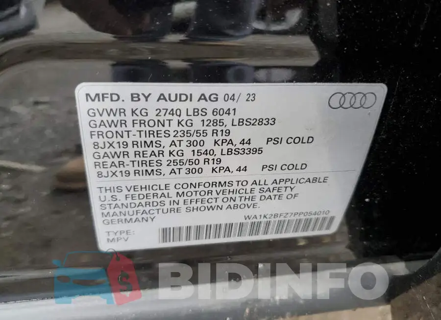 WA1K2BFZ7PP054010 Photo# 12