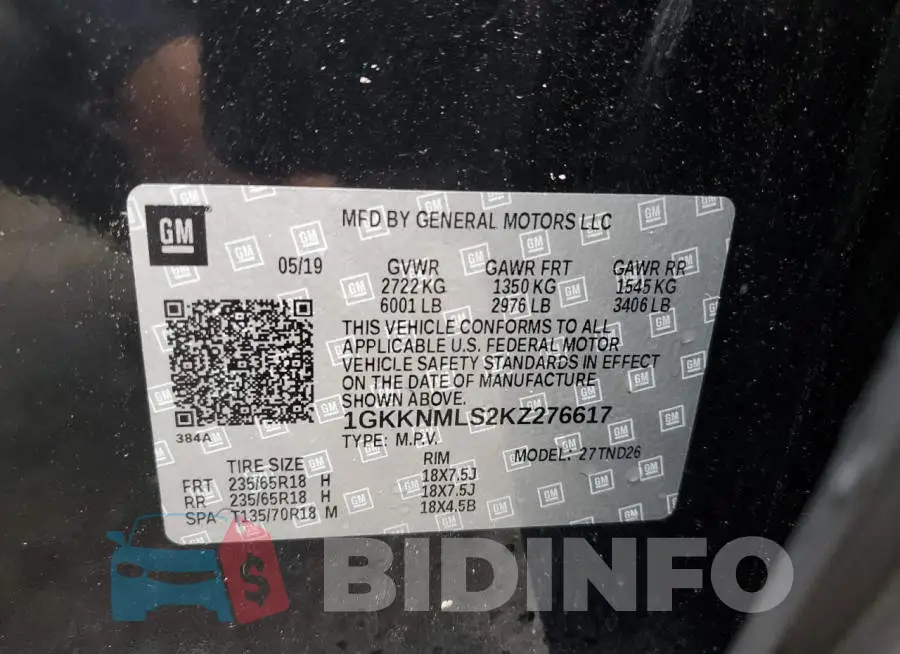 1GKKNMLS2KZ276617 Photo# 13
