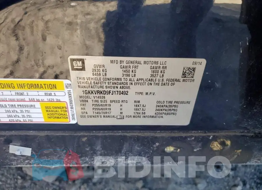1GKKVRKD9FJ170492 Photo# 12