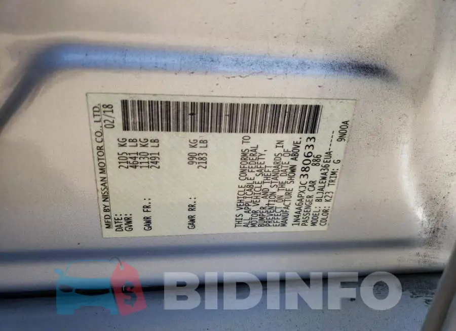 1N4AA6APXJC380633 Photo# 12