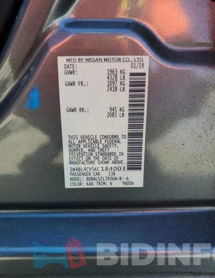 1N4BL4CV5KC184003 Photo# 12
