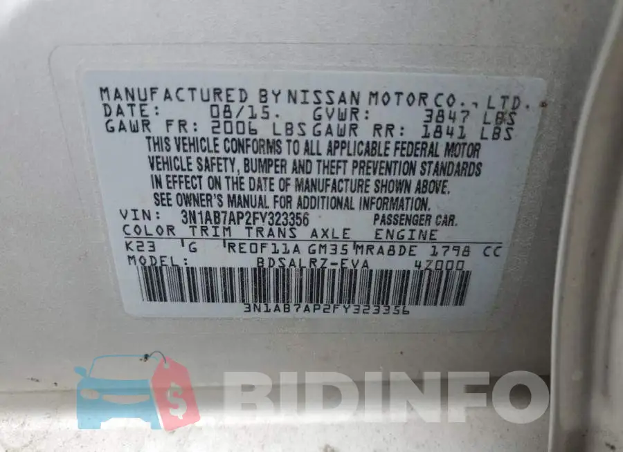 3N1AB7AP2FY323356 Photo# 12