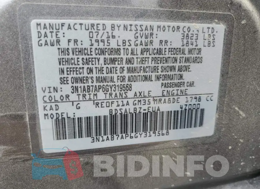 3N1AB7AP6GY319568 Photo# 12