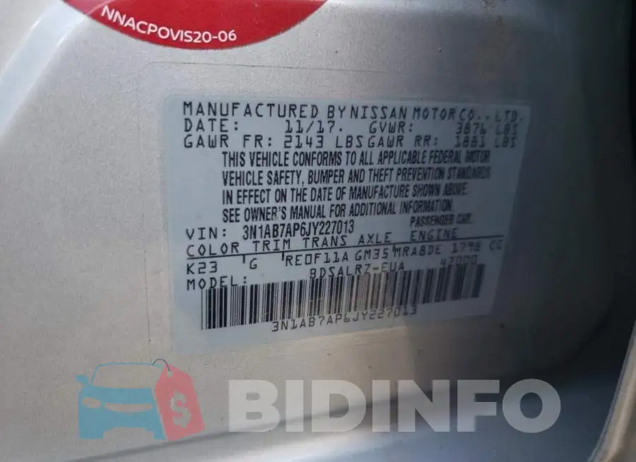 3N1AB7AP6JY227013 Photo# 12
