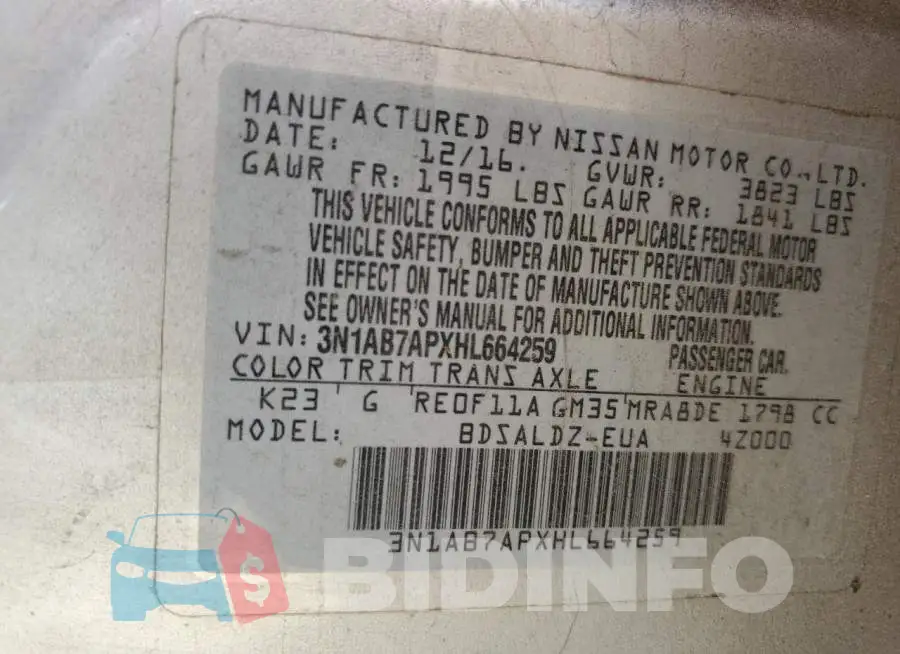 3N1AB7APXHL664259 Photo# 12