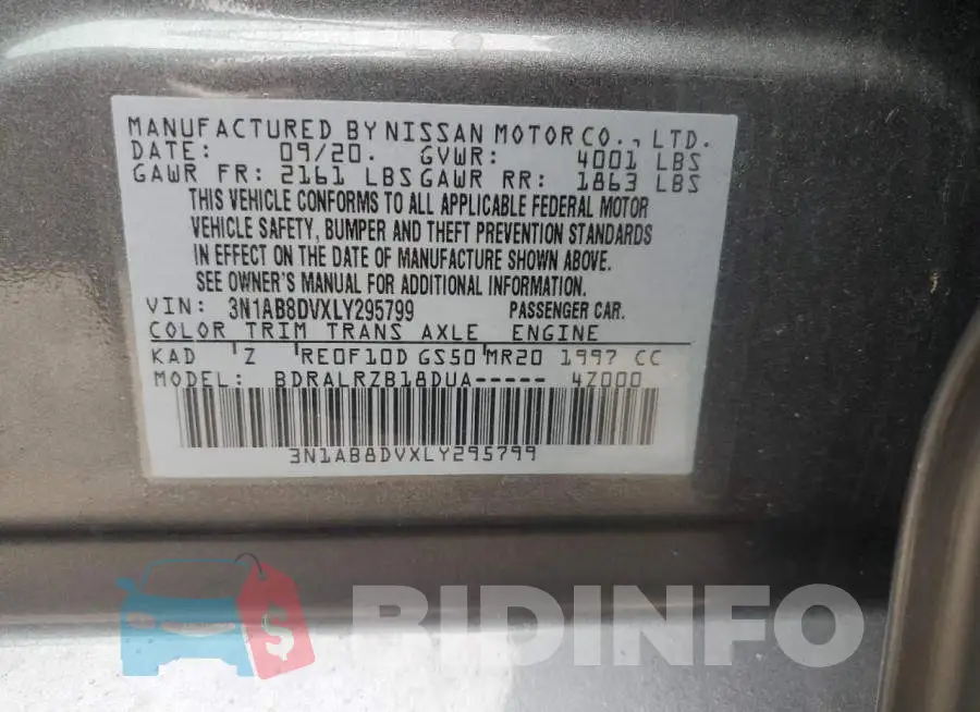 3N1AB8DVXLY295799 Photo# 12