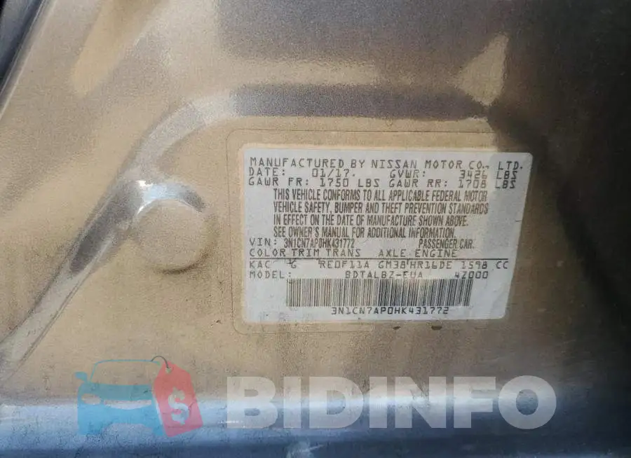 3N1CN7AP0HK431772 Photo# 12