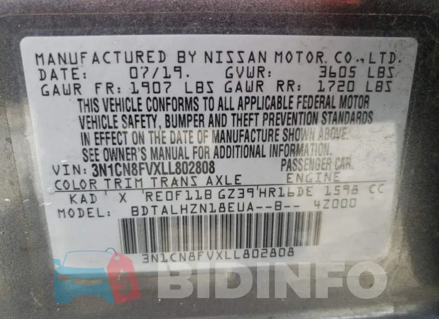3N1CN8FVXLL802808 Photo# 12