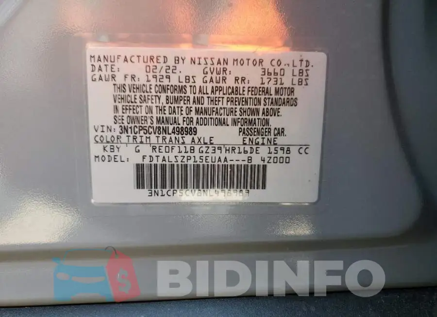 3N1CP5CV8NL498989 Photo# 10