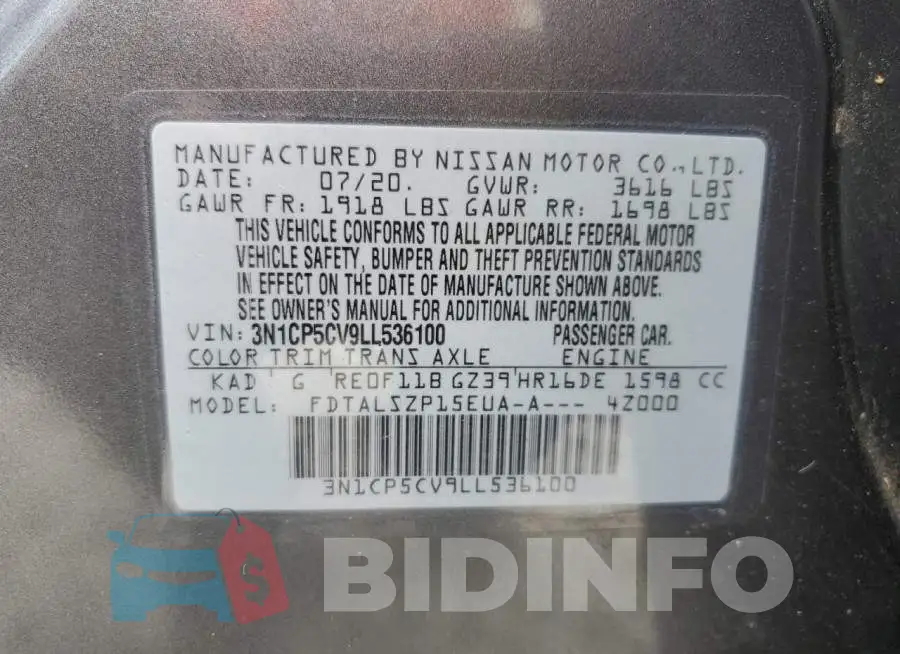3N1CP5CV9LL536100 Photo# 13