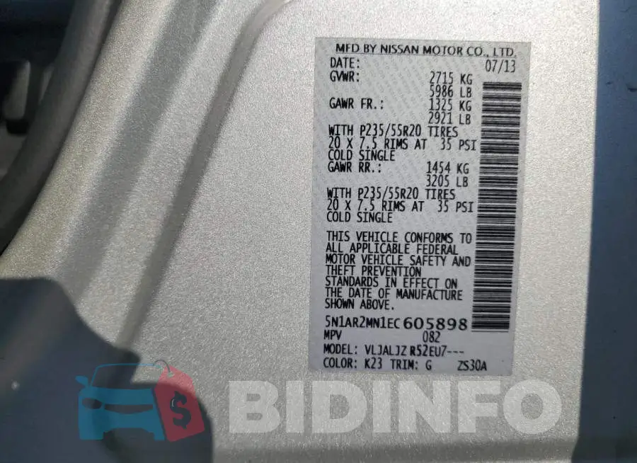 5N1AR2MN1EC605898 Photo# 13