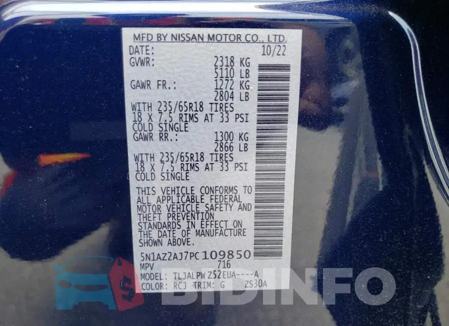 5N1AZ2AJ7PC109850 Photo# 14