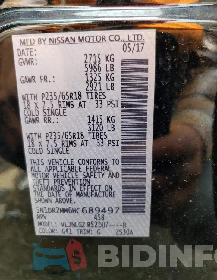 5N1DR2MM6HC689497 Photo# 12