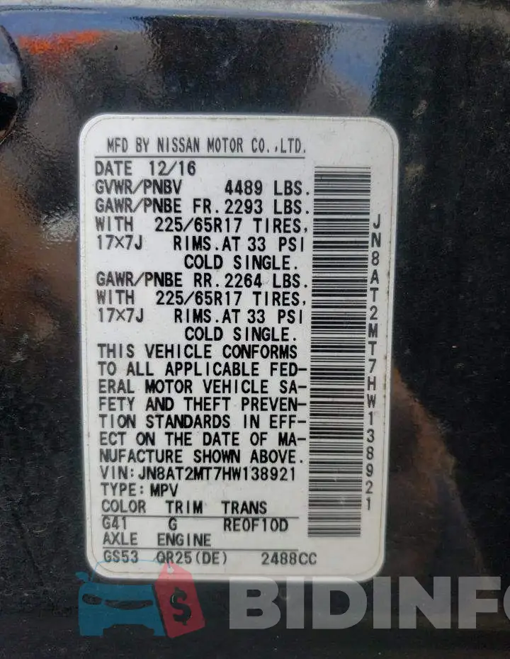 JN8AT2MT7HW138921 Photo# 14