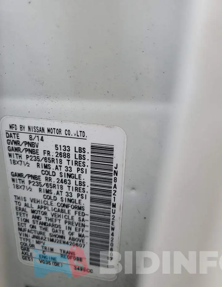 JN8AZ1MU2EW420607 Photo# 12