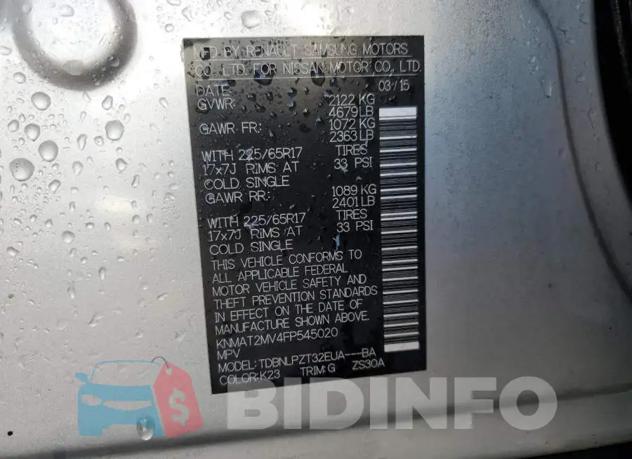 KNMAT2MV4FP545020 Photo# 12