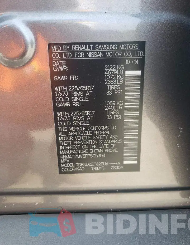 KNMAT2MV5FP505304 Photo# 12