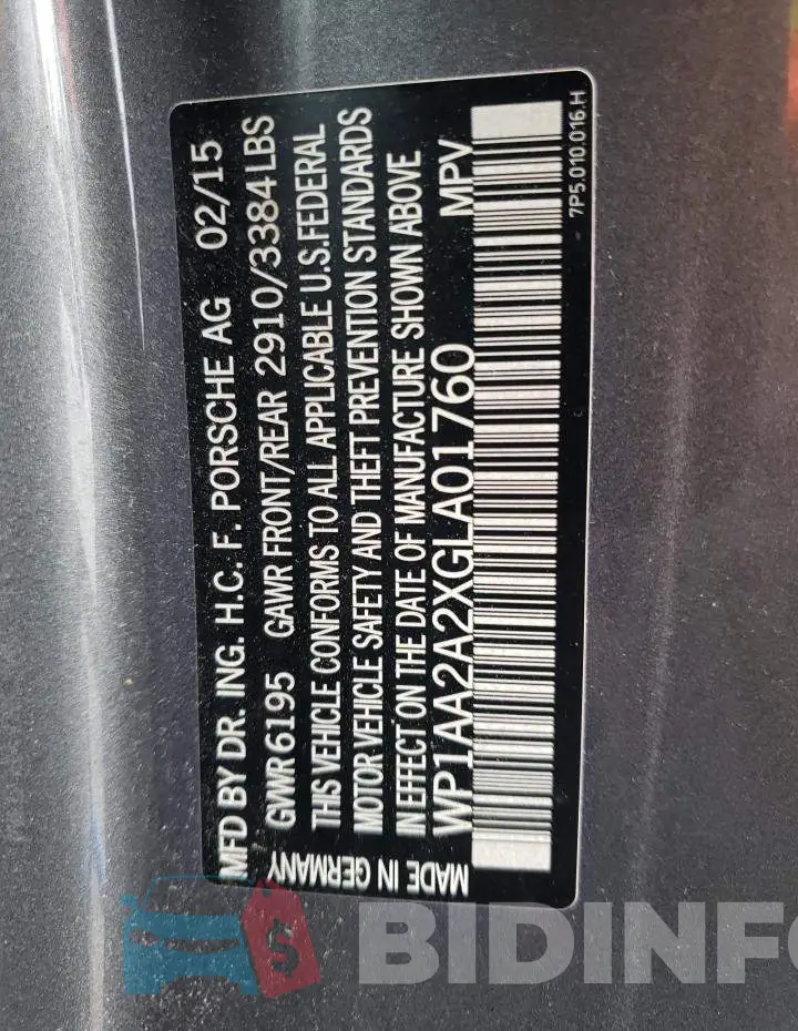 WP1AA2A2XGLA01760 Photo# 13