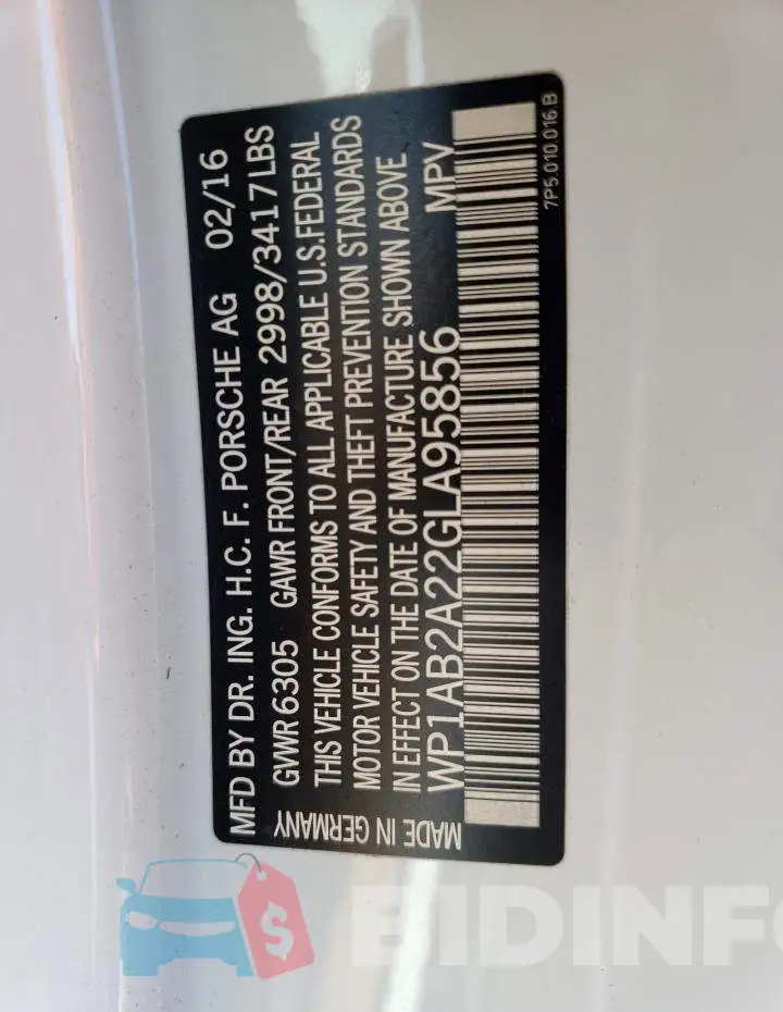 WP1AB2A22GLA95856 Photo# 13
