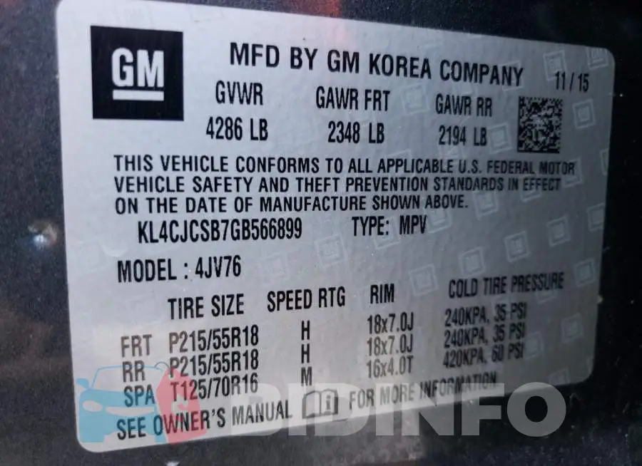 KL4CJCSB7GB566899 Photo# 13
