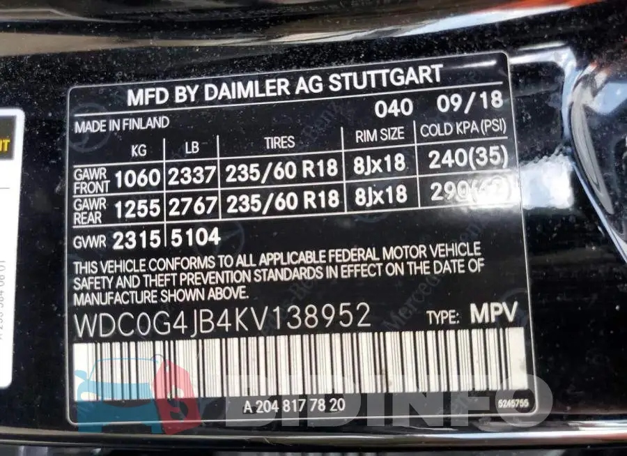 WDC0G4JB4KV138952 Photo# 14