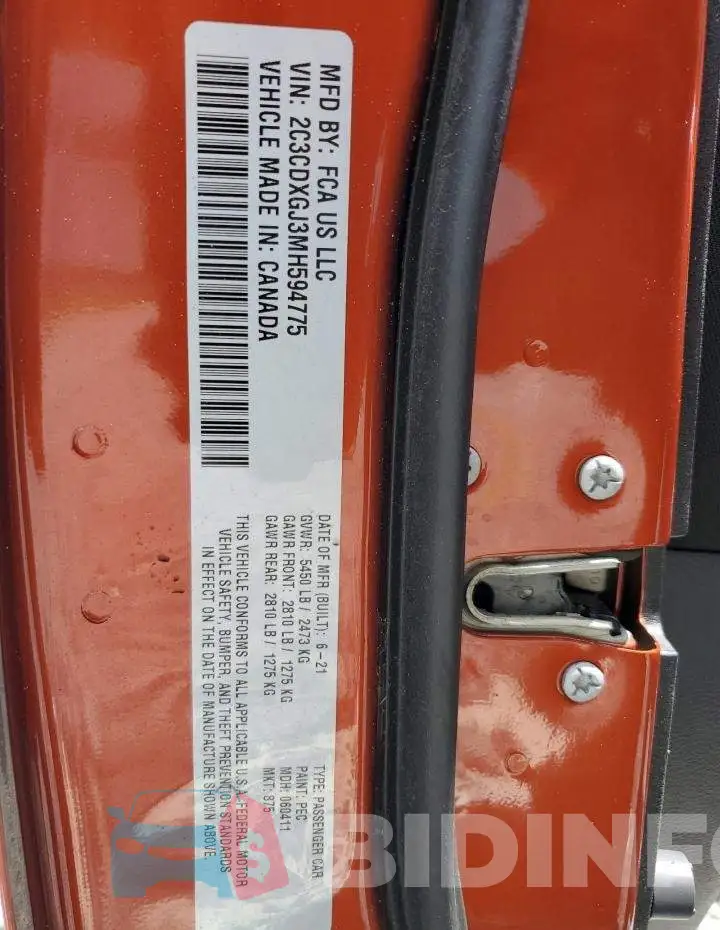 2C3CDXGJ3MH594775 Photo# 13