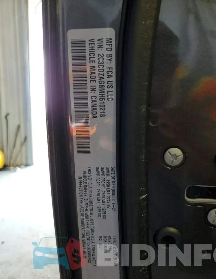 2C3CDZAG8MH610218 Photo# 13