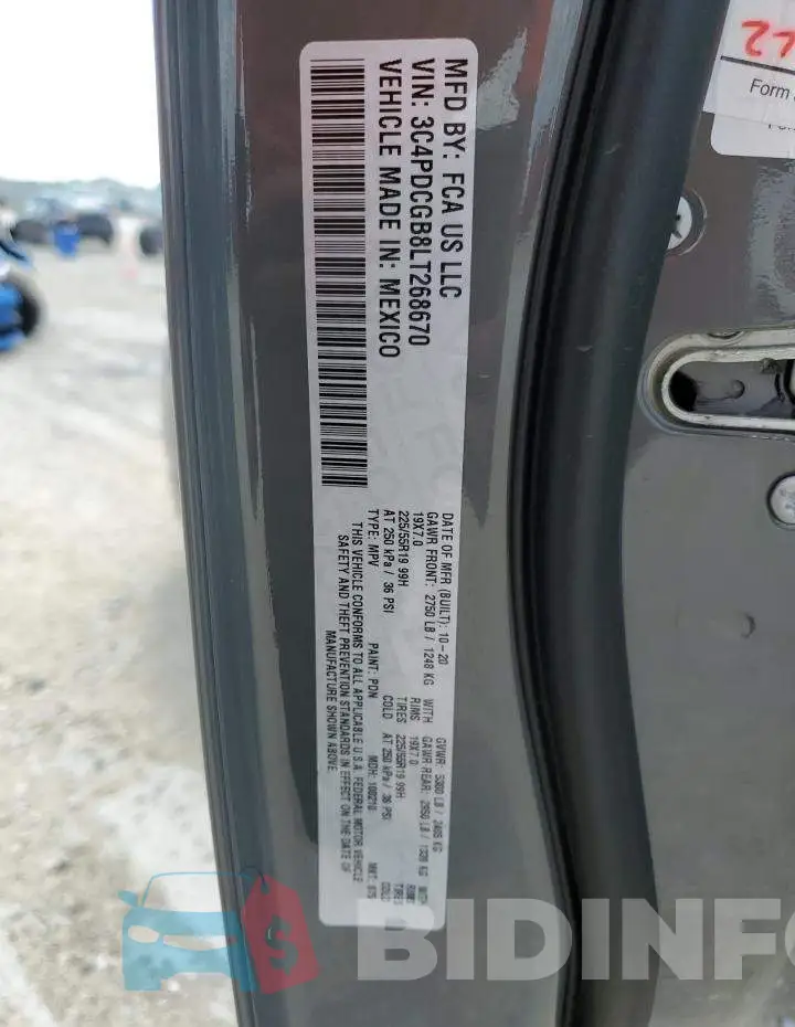 3C4PDCGB8LT268670 Photo# 13
