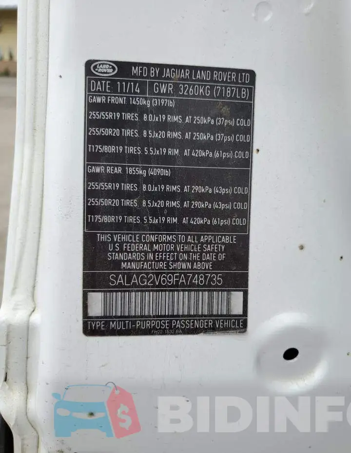 SALAG2V69FA748735 Photo# 13
