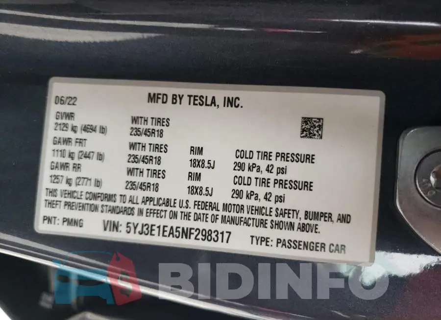 5YJ3E1EA5NF298317 Photo# 12