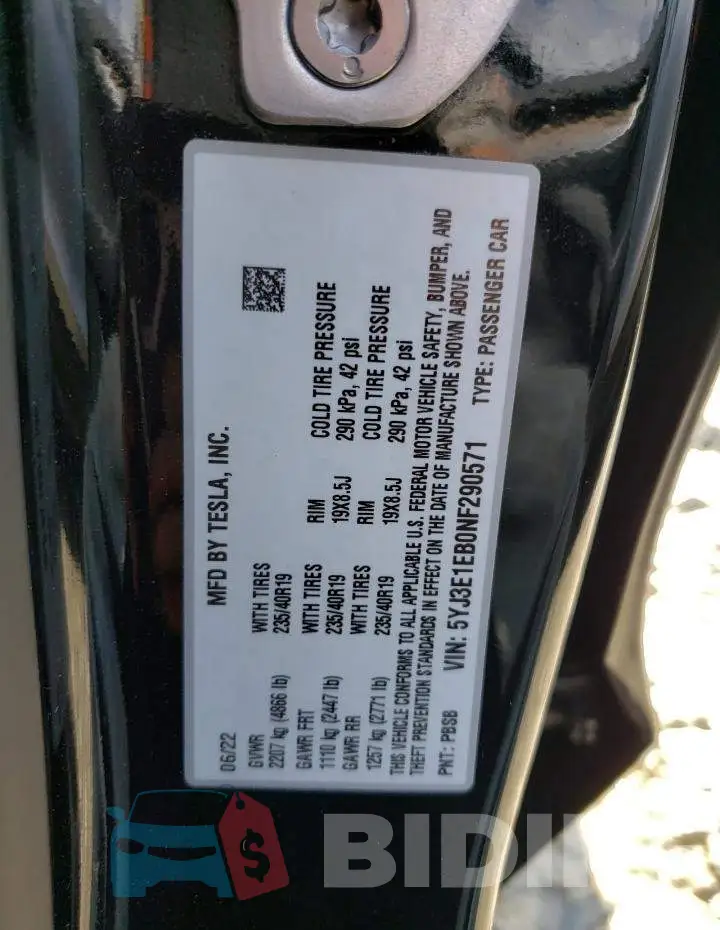 5YJ3E1EB0NF290571 Photo# 12